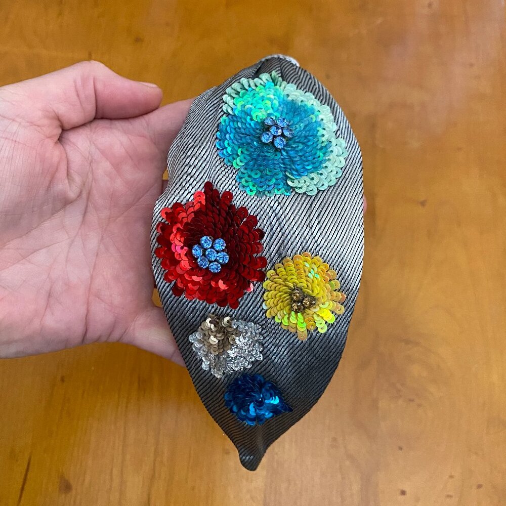 Namjosh silver headband with sequin flowers
